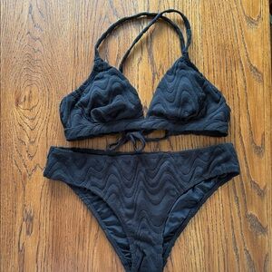 Cupshe Black Wave Pattern Bikini